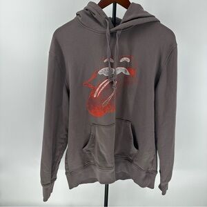Lucky Brand Gray Pullover Hoodie with Red Tongue Graphic